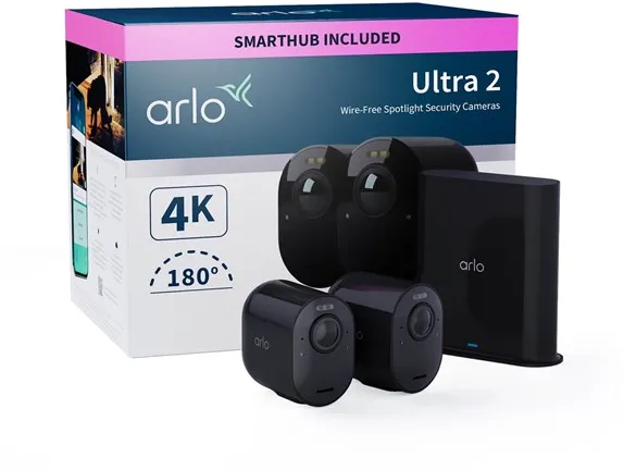 Arlo Ultra 2 4K UHD Trådlöst Säkerhetskamerasystem - 2 Kameror
