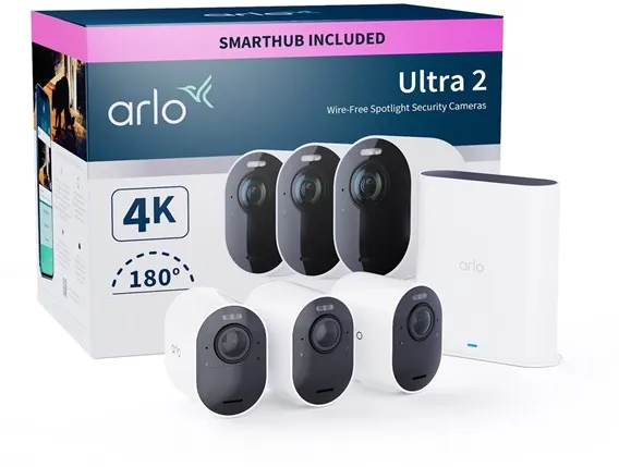 Arlo Ultra 2 4K UHD Trådlöst Säkerhetskamerasystem - 3 Kameror